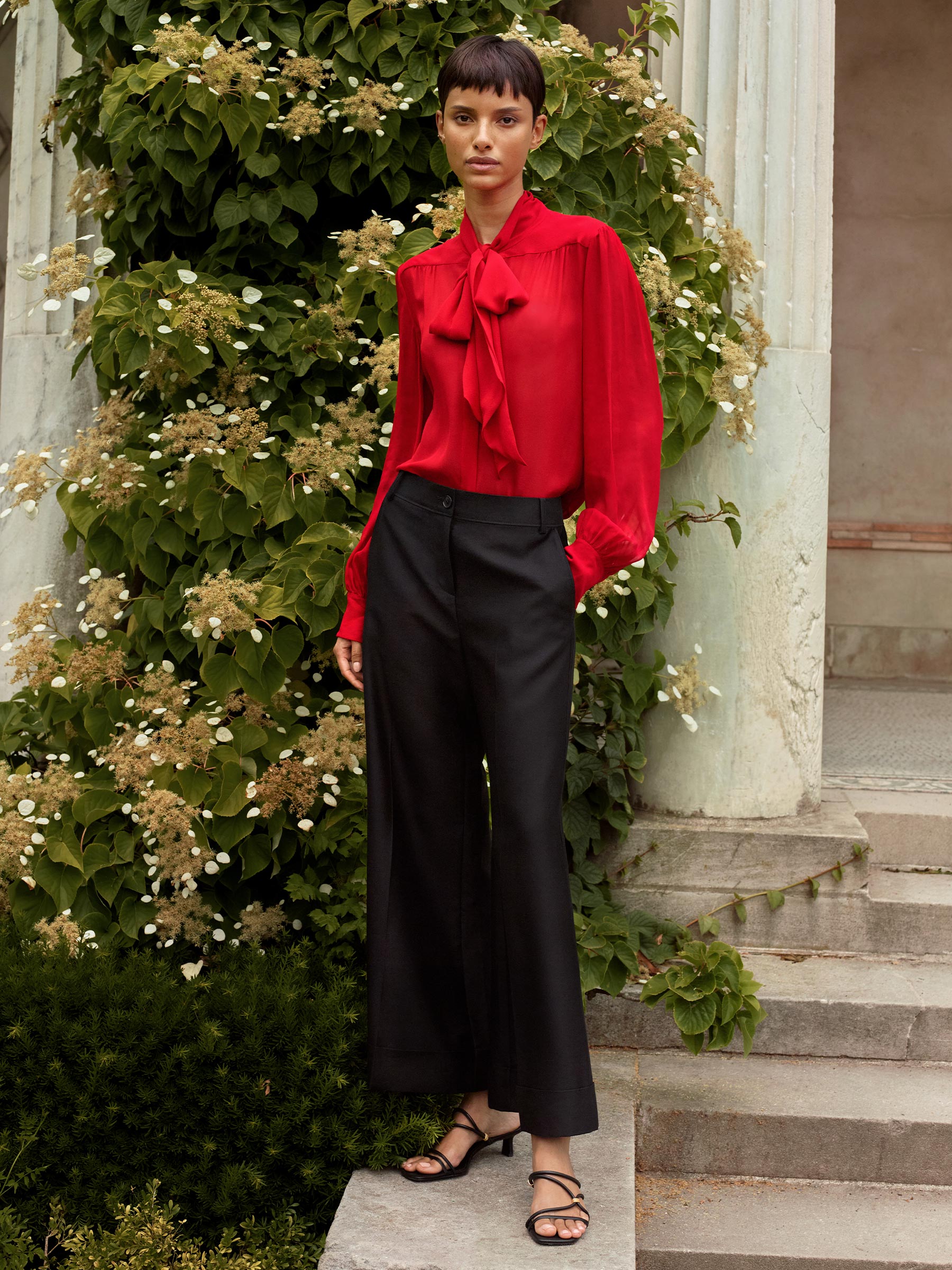 red and black women's blouse