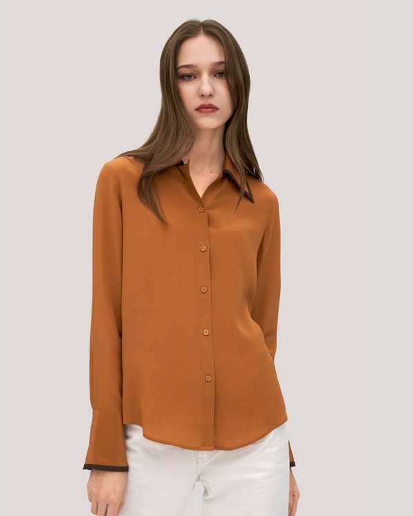 Contrast Piping Silk Willow Shirt