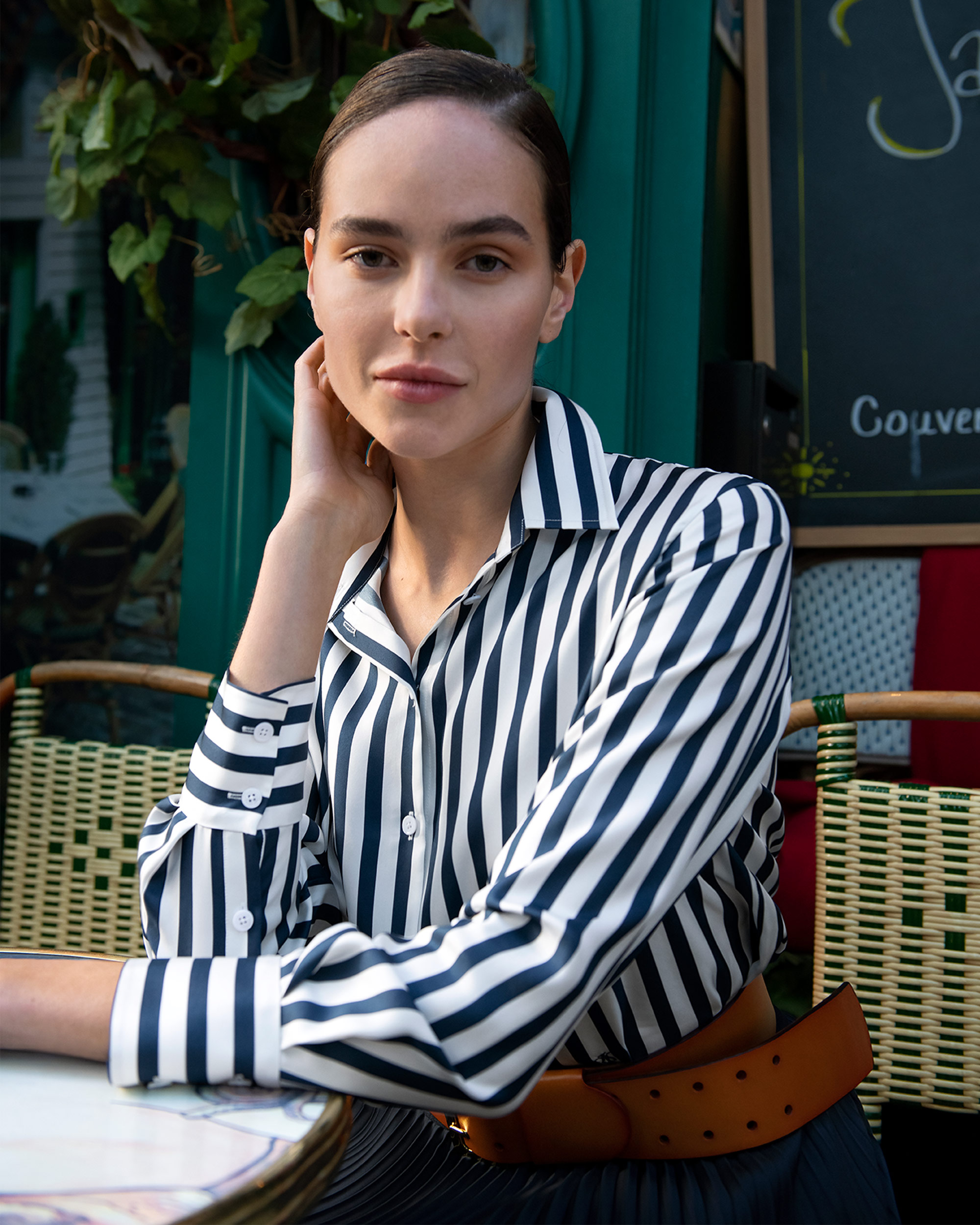 Lilysilk La chemise en soie à rayures Amalfi