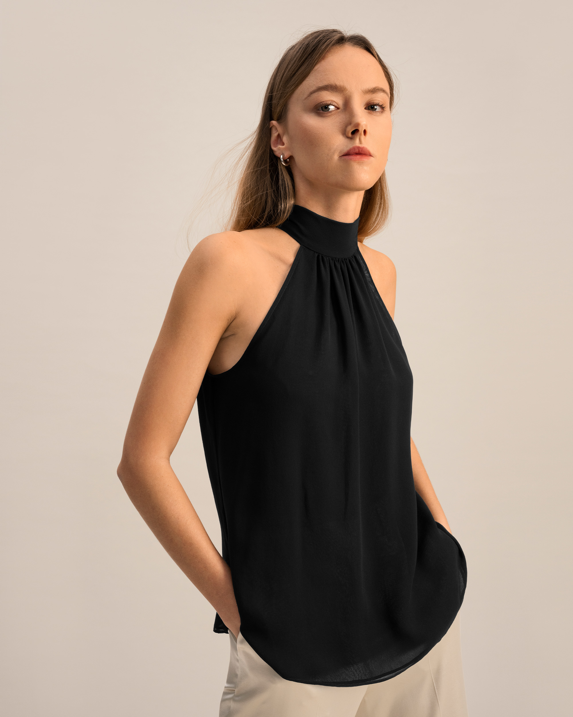LILYSILK Haut En Soie Col Licou, Haut Dos Nu Classique Translucide Léger Et Respirant Chemises 38 - LILYSILK - Modalova