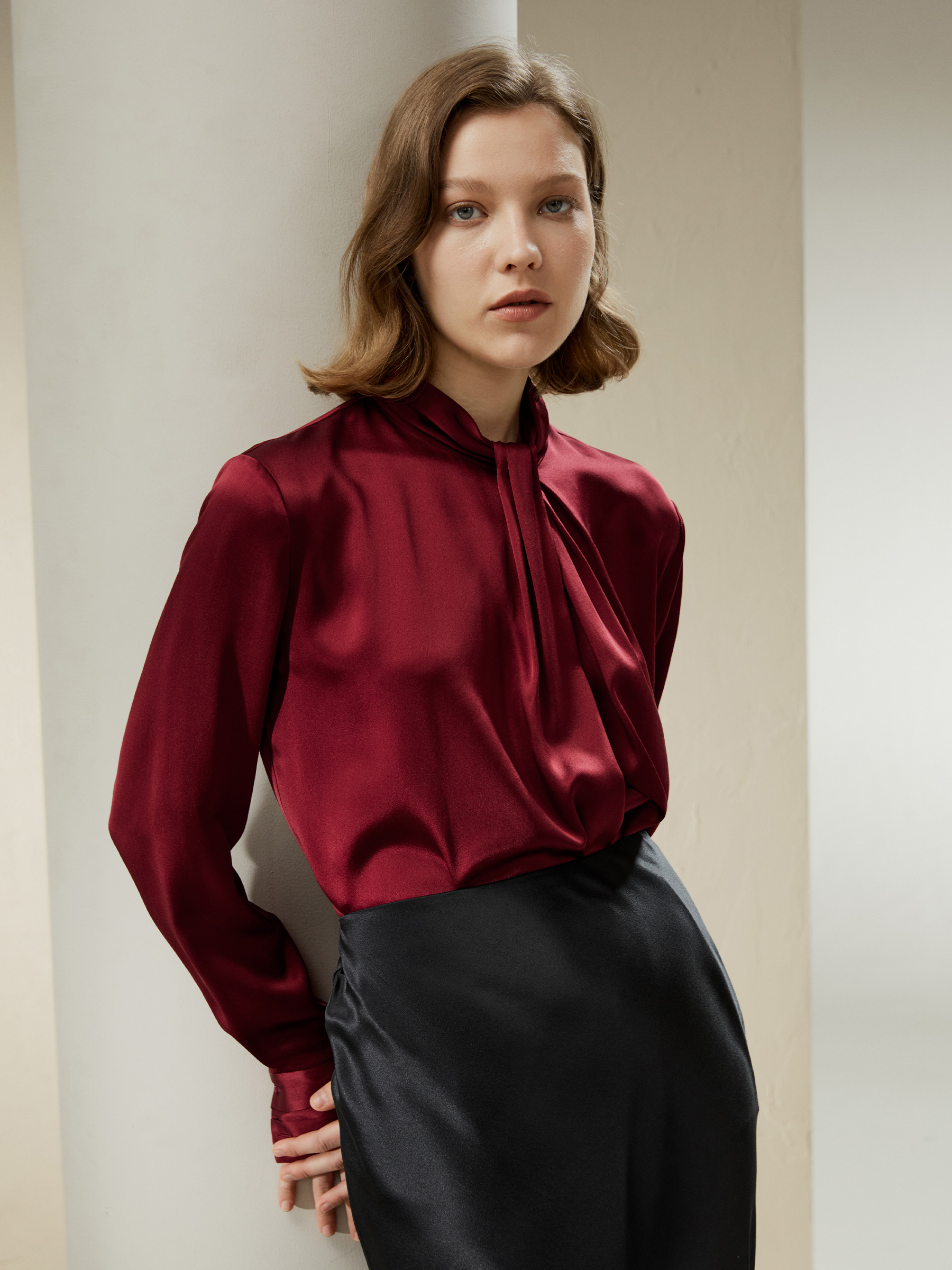 LILYSILK Bluse Seide Damen 100% Seide Mit Knitteroptik Weich Und Gemütlich Acerola 34 Deutschland