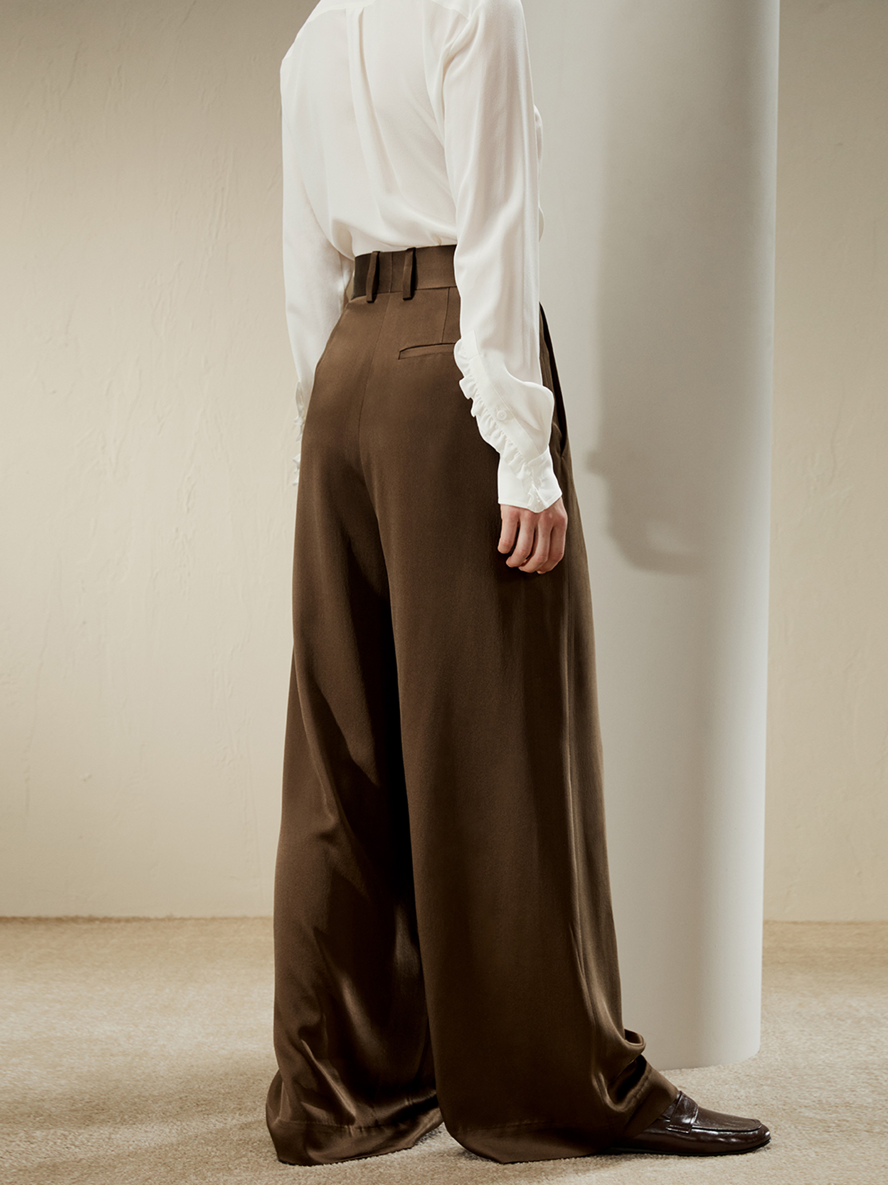 White Silk Palazzo Pants Long Tall Women Wide Leg Pants High Waisted Silk  Loose Summer Trousers White Silk Summer Pants -  Canada