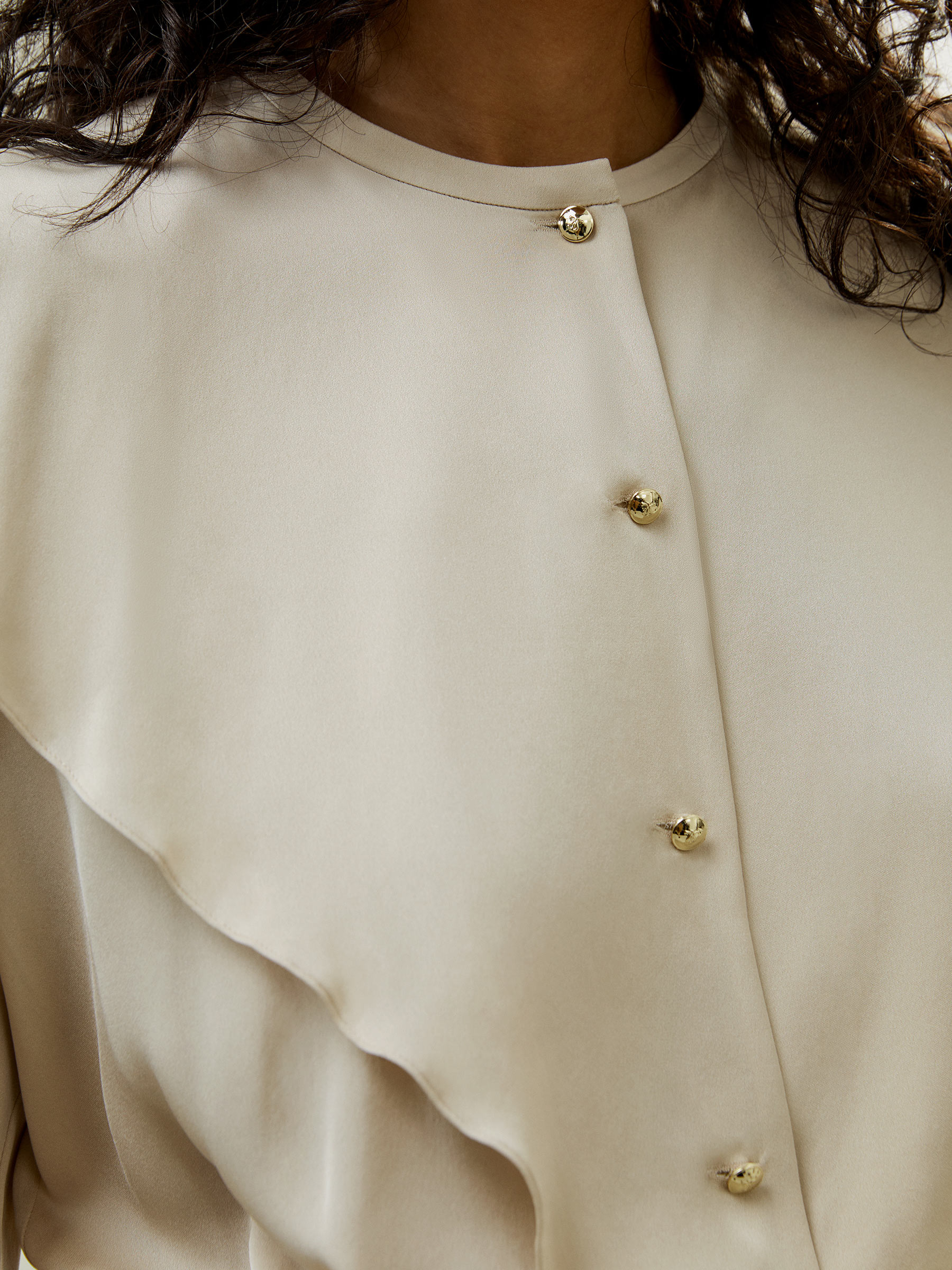 Double Yoke Semi Sheer Silk Blouse