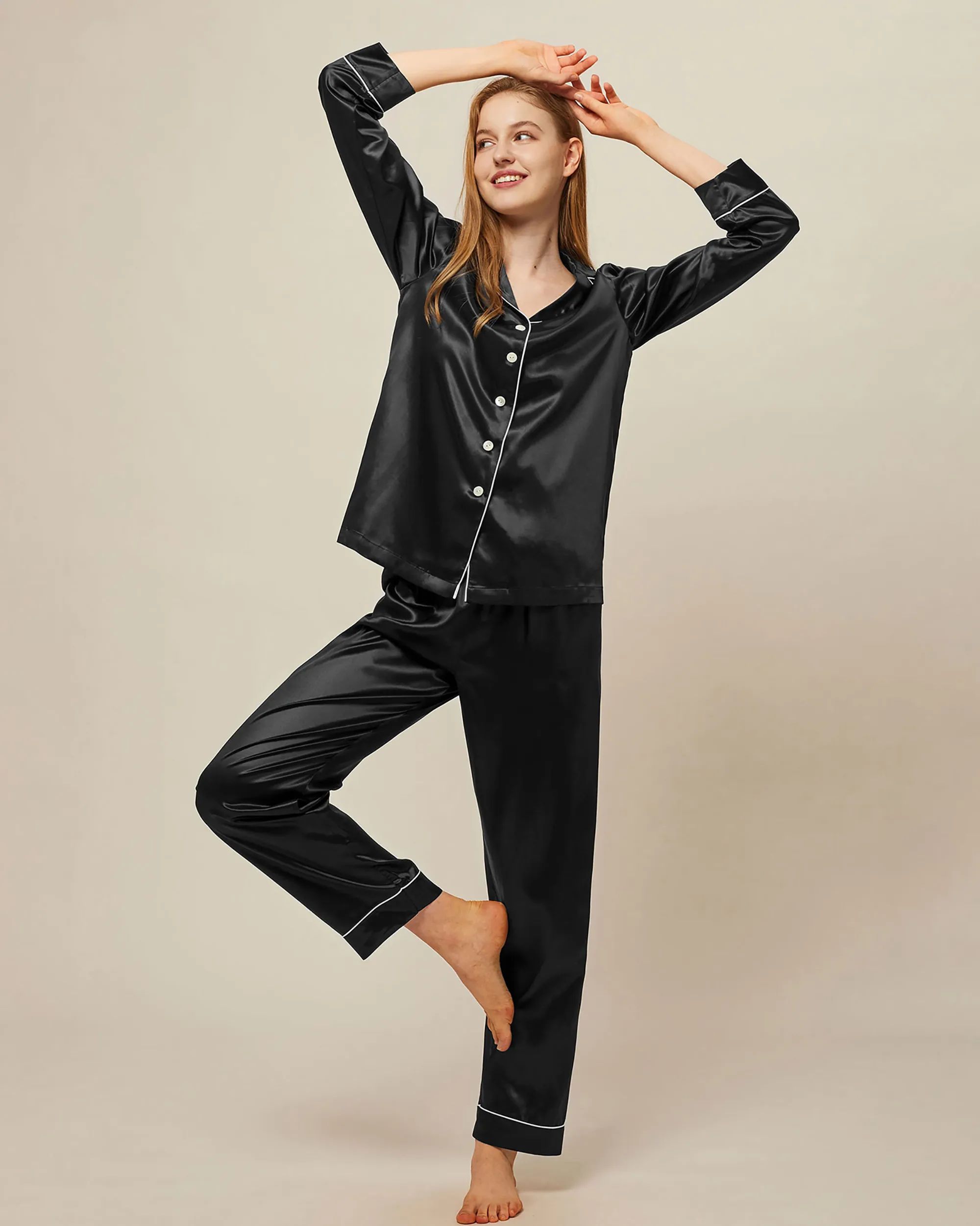Tina Washable Piped Silk Pajama Set 2 reviews