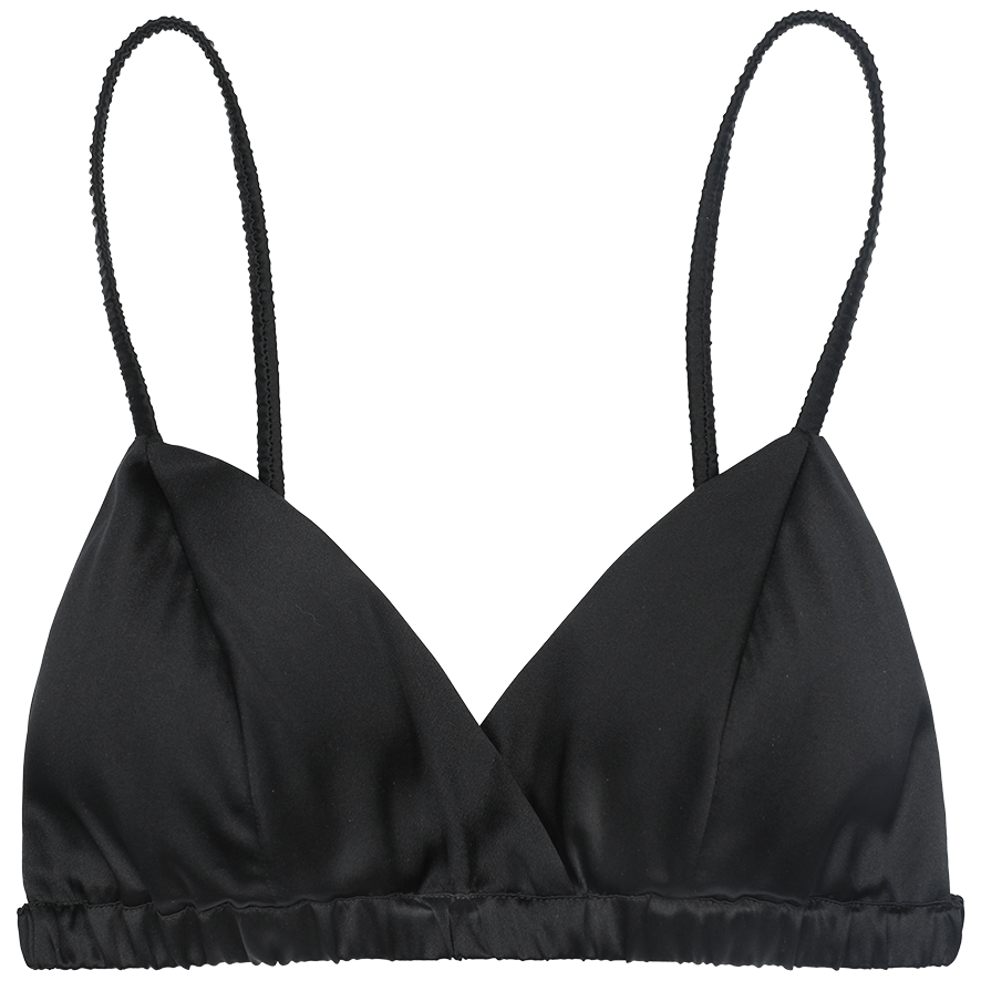 TRIANGLE BRA IN SILK GEORGETTE - BLACK