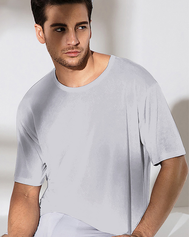 Mens Classic Crew Neck Silk T-Shirt